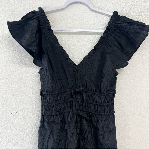 J. Crew Palermo Midi Dress in Viscose-blend Crinkle in Black Size XS NWT - Picture 7 of 13